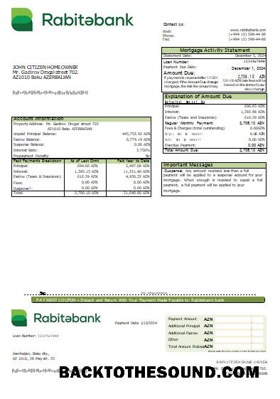 İndir Azerbaycan Rabitebank Banka İpotek Hesap Özeti scr Örnek şablon