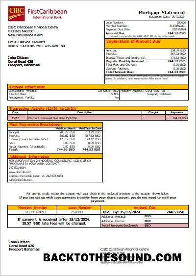 İndir Bahamalar CIBC Caribbean Banka Banka İpotek Hesap Özeti scr Örnek örnek
