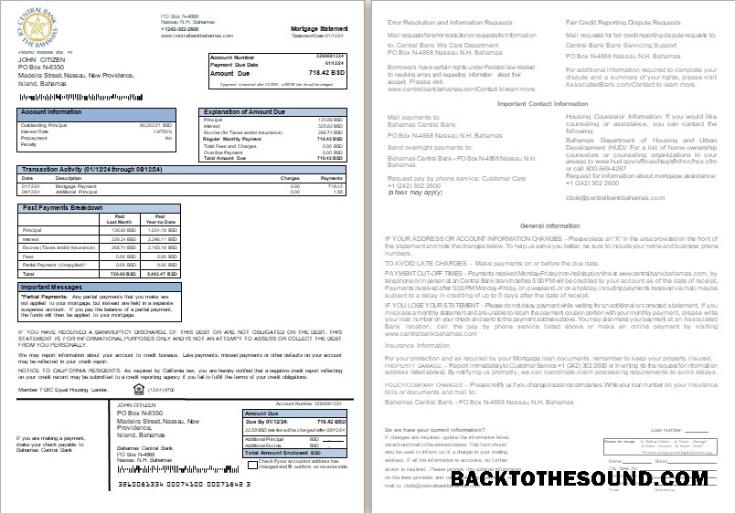 İndir Bahamalar Central Banka Banka İpotek Hesap Özeti, 2 pages,1 2 scr Örnek örnek