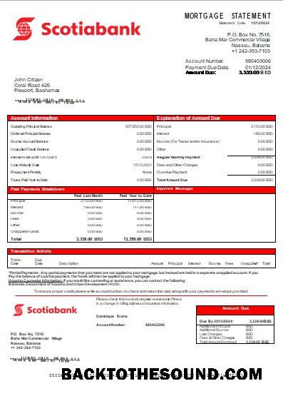 İndir Bahamalar Scotiabank Banka İpotek Hesap Özeti scr Örnek örnek