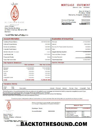 İndir Bahreyn Al Salam Banka Banka İpotek Hesap Özeti scr Örnek tasarım