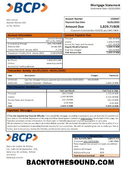 İndir Banco de Credito Bolivya Banka İpotek Hesap Özeti scr Örnek şablon