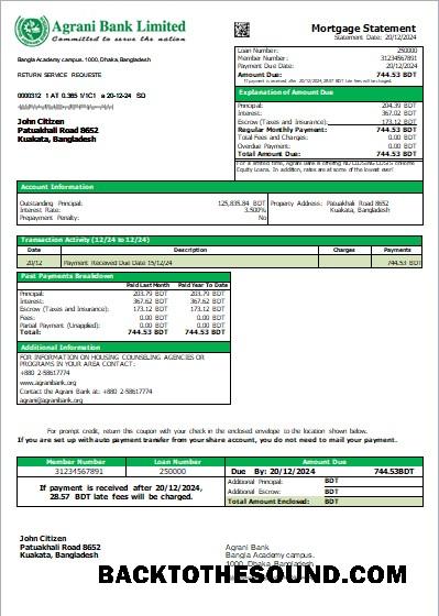 İndir Bangladeş Agrani Banka İpotek Hesap Özeti scr Örnek tasarım