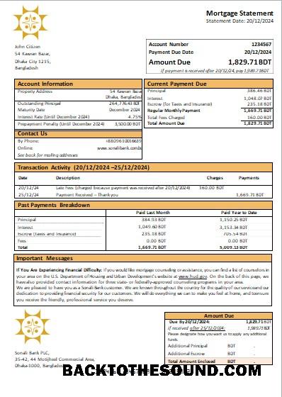 İndir Bangladeş Sonali Banka İpotek Hesap Özeti scr Örnek örnek