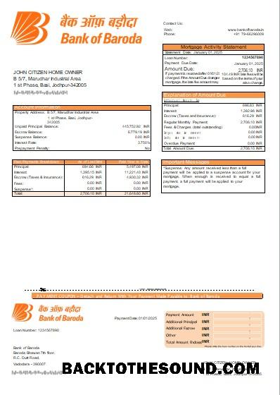 İndir Baroda Banka of Baroda Banka İpotek Hesap Özeti scr Örnek tasarım