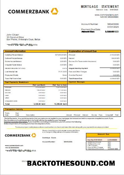 İndir Belize Commerzbank Banka İpotek Hesap Özeti scr Örnek taslak
