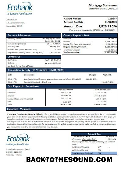 İndir Benin Ecobank Banka İpotek Hesap Özeti scr Örnek örnek