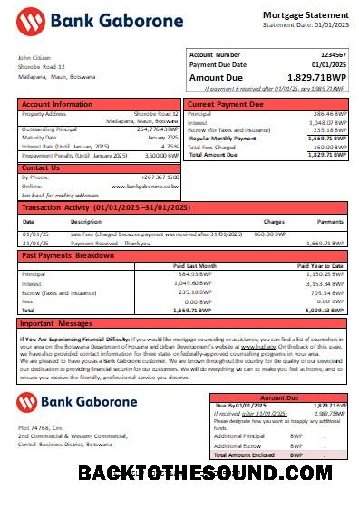 İndir Botsvana Banka Gaborone Banka İpotek Hesap Özeti scr Örnek şablon