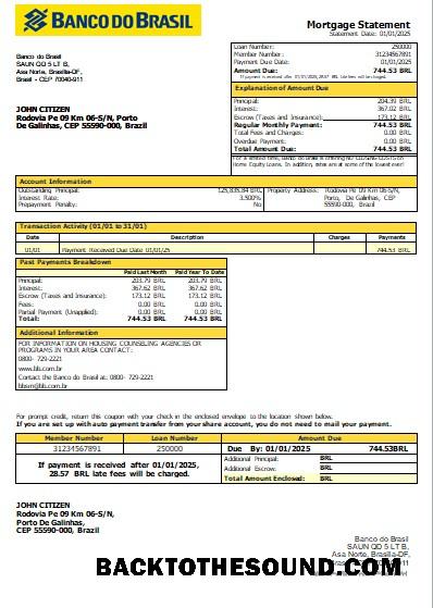 İndir Brezilya Banco do Brasil Banka İpotek Hesap Özeti scr Örnek şablon