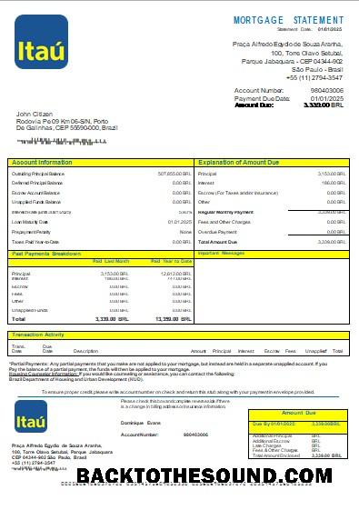 İndir Brezilya Itau Banka İpotek Hesap Özeti scr Örnek örnek
