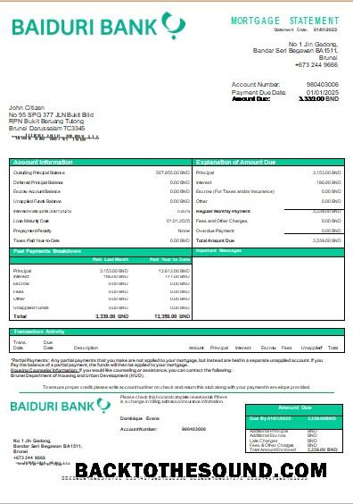İndir Brunei Baiduri Banka İpotek Hesap Özeti scr Örnek taslak