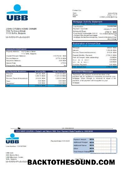 İndir Bulgaristan UBB Banka İpotek Hesap Özeti scr Örnek tasarım