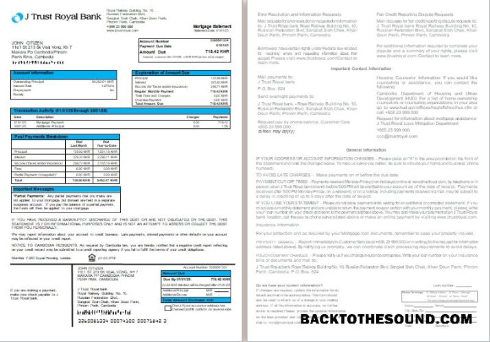 İndir Kamboçya J Trust Royal Banka İpotek Hesap Özeti, 2 pages, 1 2 scr Örnek şablon