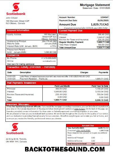 İndir Kanada Scotiabank Banka İpotek Hesap Özeti scr Örnek örnek