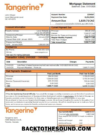 İndir Kanada Tangerine Banka İpotek Hesap Özeti scr Örnek ön izleme