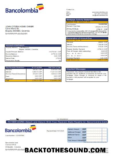 İndir Kolombiya Bancolombia Banka İpotek Hesap Özeti scr Örnek tasarım
