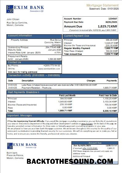 İndir Komorlar Exim Banka İpotek Hesap Özeti scr Örnek örnek