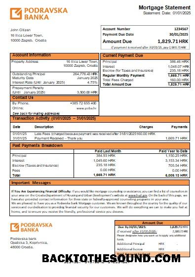 İndir Hırvatistan Podravska Banka İpotek Hesap Özeti scr Örnek şablon