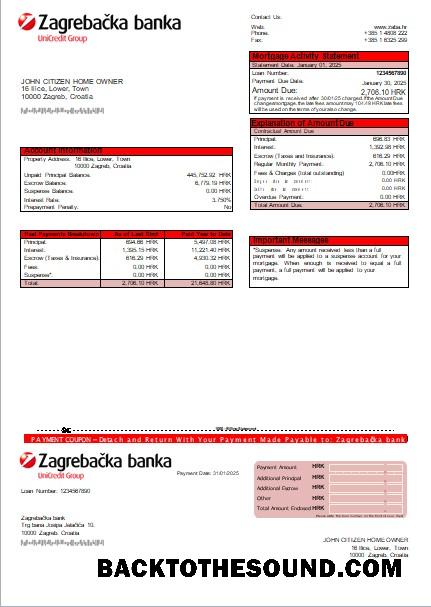 İndir Hırvatistan Zagrebačka Banka İpotek Hesap Özeti scr Örnek örnek