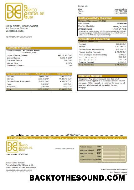 İndir Küba Banco Central de Küba Banka İpotek Hesap Özeti scr Örnek şablon