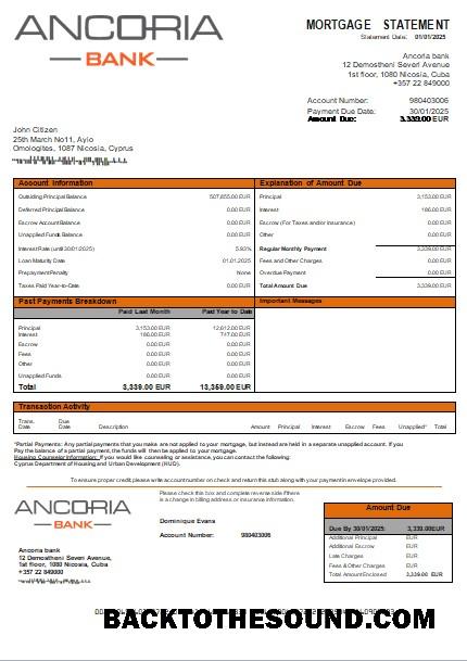 İndir Kıbrıs Ancoria Banka İpotek Hesap Özeti scr Örnek ön izleme