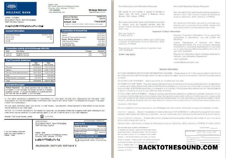 İndir Kıbrıs Hellenic Banka İpotek Hesap Özeti, 2 pages, 1 2 scr Örnek tasarım