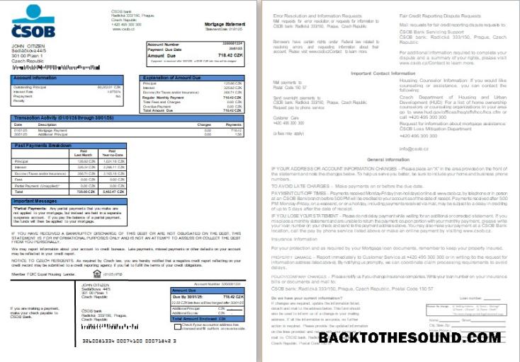 İndir Çek ČSOB Banka İpotek Hesap Özeti, 2 pages, 1 2 scr Örnek örnek
