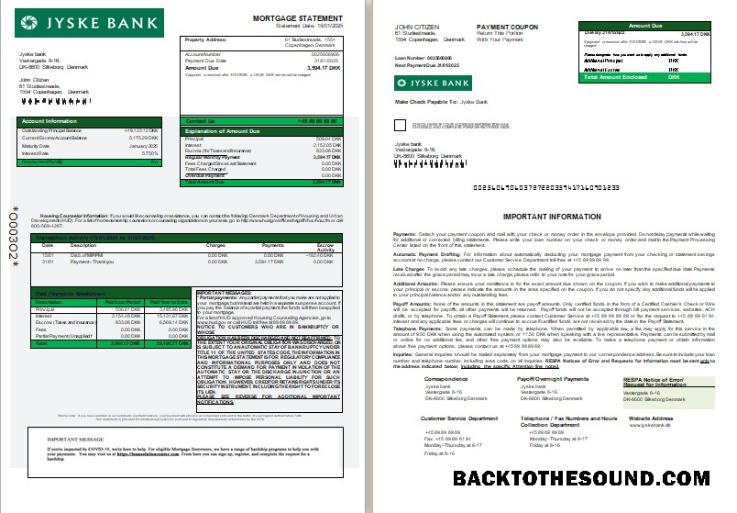 İndir Danimarka Jyske Banka İpotek Hesap Özeti, 3 pages, 1 2 scr Örnek tasarım