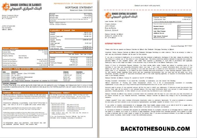 İndir Cibuti Central Banka of Cibuti Banka İpotek Hesap Özeti, 3 pages, 1 2 scr Örnek taslak