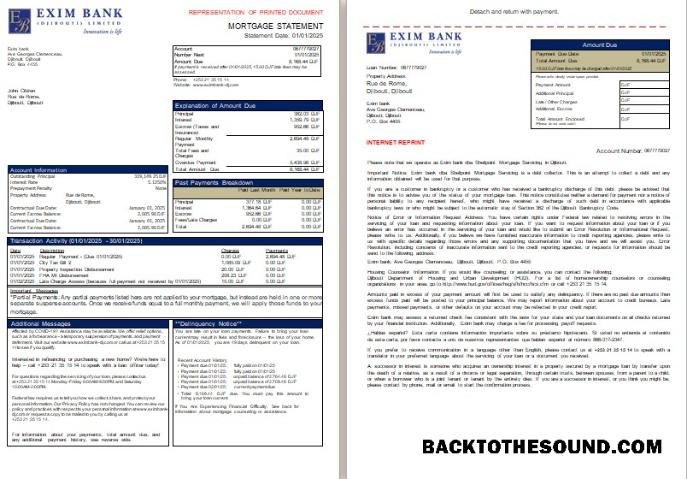 İndir Cibuti Exim Banka İpotek Hesap Özeti, 3 pages, 1 2 scr Örnek şablon