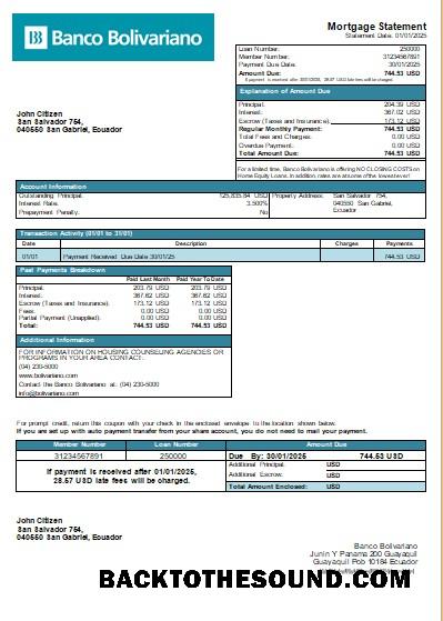 İndir Ekvador Banco Bolivariano Banka İpotek Hesap Özeti scr Örnek tasarım