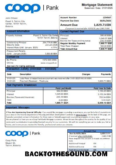 İndir Estonya Coop Pank Banka İpotek Hesap Özeti scr Örnek tasarım