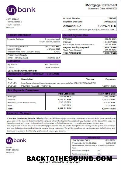İndir Estonya Inbank Banka İpotek Hesap Özeti scr Örnek ön izleme