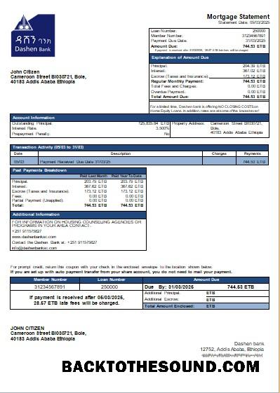 İndir Etiyopya Dashen Banka İpotek Hesap Özeti scr Örnek tasarım