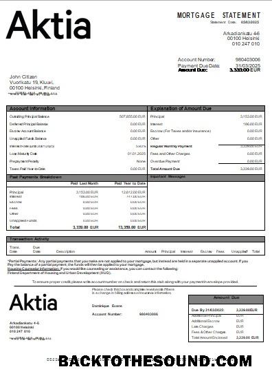 İndir Finlandiya Aktia Banka İpotek Hesap Özeti scr Örnek tasarım