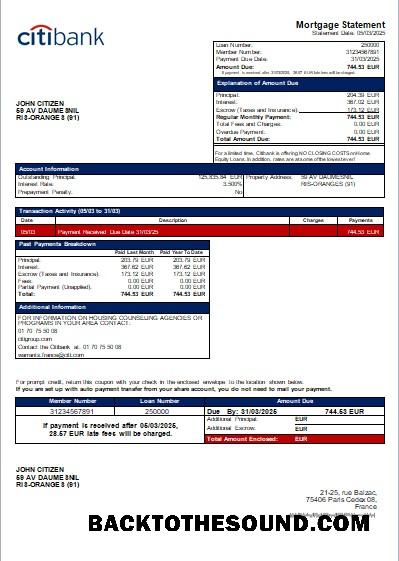 İndir Fransa Citibank Banka İpotek Hesap Özeti scr Örnek örnek