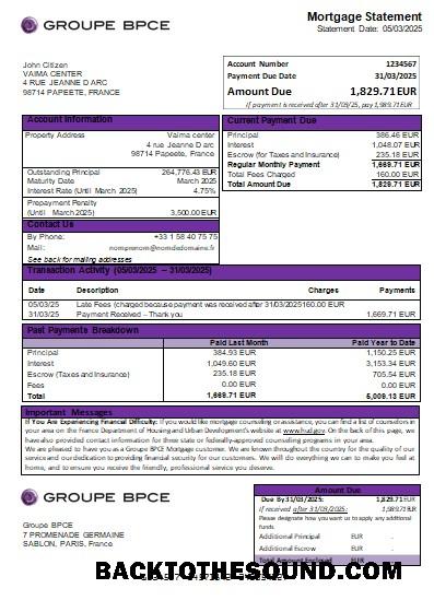 İndir Fransa Groupe BPCE Banka İpotek Hesap Özeti scr Örnek taslak