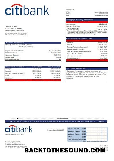İndir Almanya Citibank Banka İpotek Hesap Özeti scr Örnek tasarım