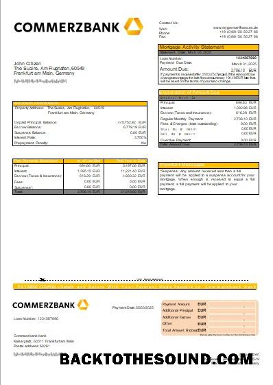 İndir Almanya Commerzbank Banka İpotek Hesap Özeti scr Örnek şablon