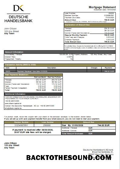 İndir Almanya Deutsche Handelsbank AG Banka İpotek Hesap Özeti scr Örnek ön izleme