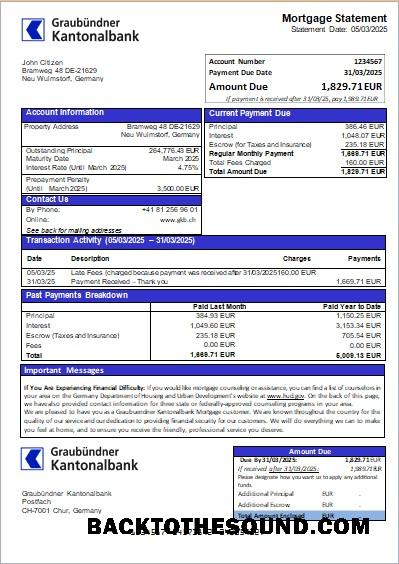 İndir Almanya Graubuendner Kantonalbank Banka İpotek Hesap Özeti scr Örnek taslak