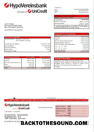 İndir Almanya HypoVereinsbank Banka İpotek Hesap Özeti scr Örnek taslak