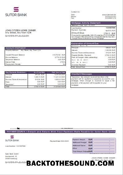 İndir Almanya Sutor Banka İpotek Hesap Özeti scr Örnek tasarım