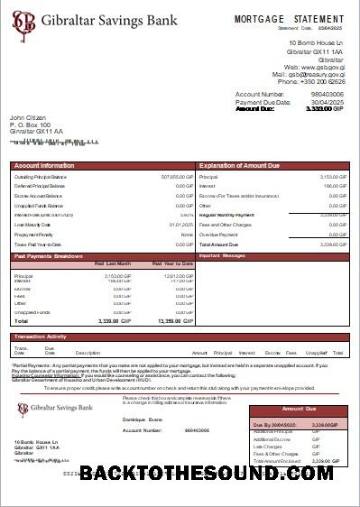 İndir Cebelitarık Savings Banka İpotek Hesap Özeti scr Örnek taslak