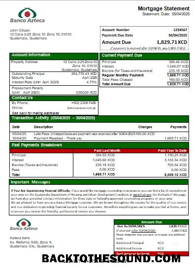 İndir Guatemala Azteca Banka İpotek Hesap Özeti scr Örnek şablon