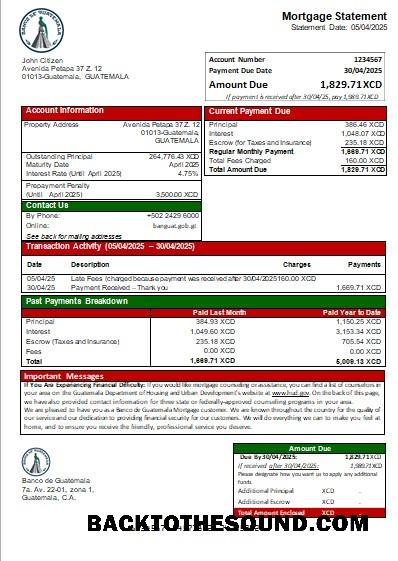 İndir Guatemala Banco de Guatemala Banka İpotek Hesap Özeti scr Örnek ön izleme