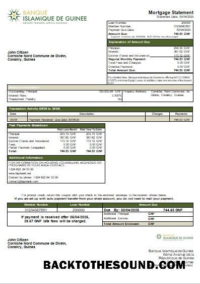 İndir Gine Banque Islamique de Guinée Banka İpotek Hesap Özeti scr Örnek ön izleme