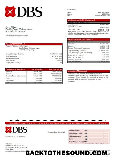 İndir Hong Kong DBS Banka İpotek Hesap Özeti scr Örnek tasarım