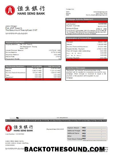 İndir Hong Kong Hang Seng Banka İpotek Hesap Özeti scr Örnek ön izleme