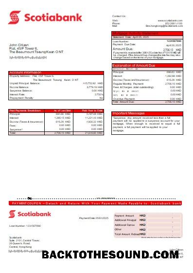 İndir Hong Kong Scotiabank Banka İpotek Hesap Özeti scr Örnek ön izleme